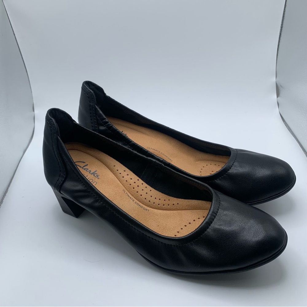 NWOB Clarks Women's Neiley Pearl Slip-On Pumps black leather size 8.5 Wide 1299 - Picture 12 of 13
